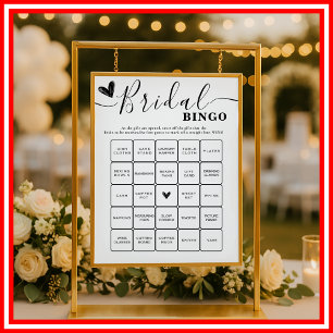Poster Bingo de la douche de mariée - Calligraphie élégan