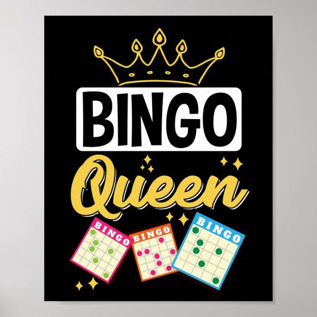 Poster Bingo Queen Funny Lucky Gambling (Devant)