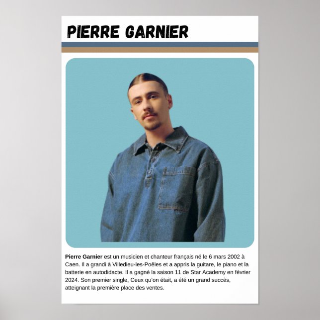 Poster Biography Pierre Garnier - Star Academy (Front)