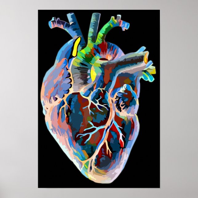 Poster Biologie de l'anatomie humaine Abstraite Coeur Art (Devant)