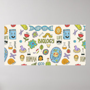 Poster Biologie. Pris à la main. Illustration vintage. 