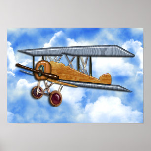 Poster Biplane en bois