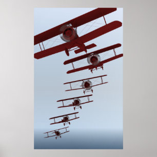 Poster Biplane rétro