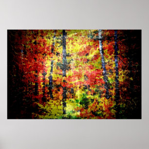 Poster Birch Abstrait Peinture En Automne