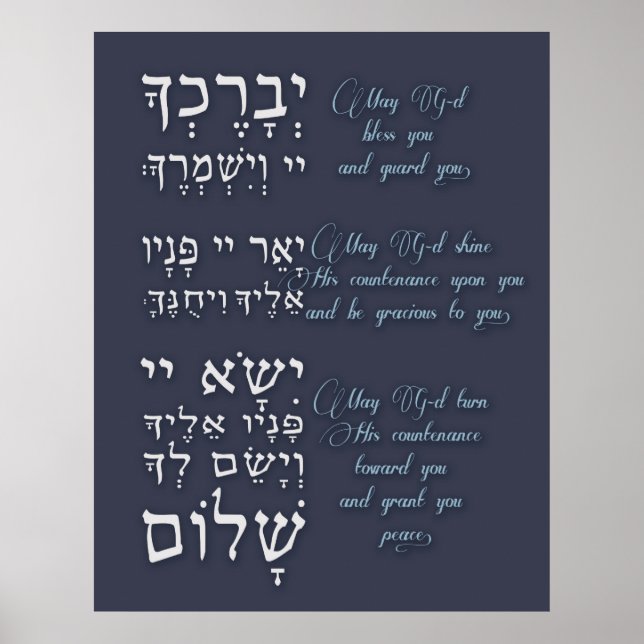 Poster Birchat Kohanim - Bénédiction sacerdotale (Devant)