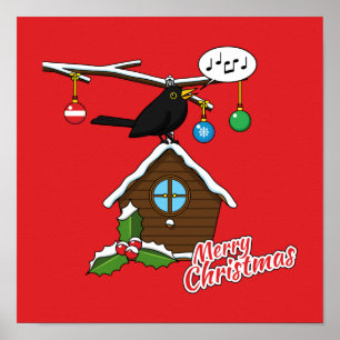 Poster Bird House Joyeux Noël