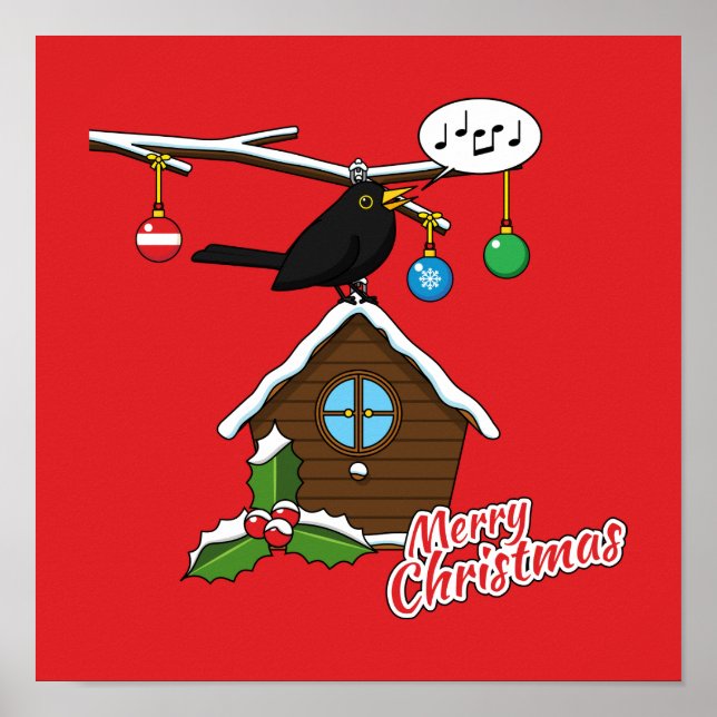 Poster Bird House Joyeux Noël (Devant)