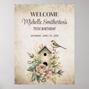 Poster Birdhouse Botanical Nature 75e anniversaire
