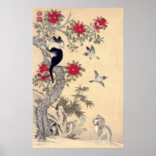 Poster Birds, Cat and Dog, Itō Jakuchū