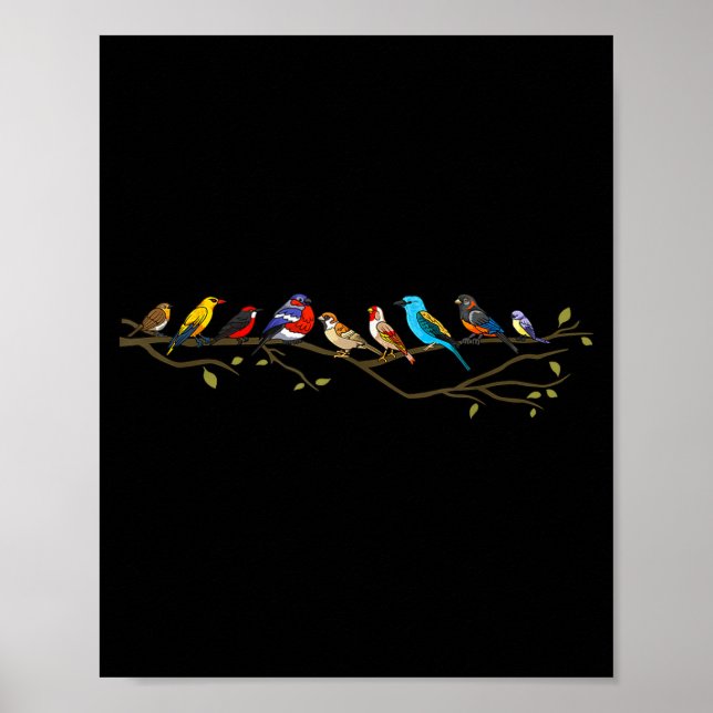 Poster Birds On A Branch Birding Bird Watching Bird Watch (Devant)