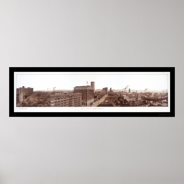 Poster Birmingham, AL Skyline Photo 1914 (Devant)