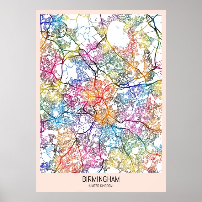 Poster Birmingham United Kingdom City Map (Devant)