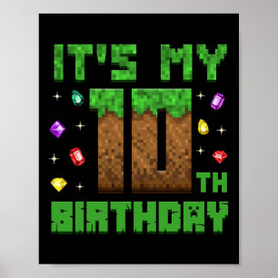 Poster Birthday Boy C'est mon 10e anniversaire Gamer Pixe