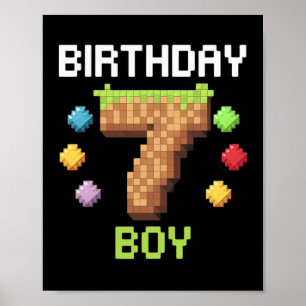 Poster Birthday Boy C'est mon 7e anniversaire Gamer Pixel