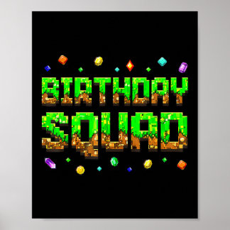 Poster Birthday Boy Kid Birthday Squad Gamer Pixel Family