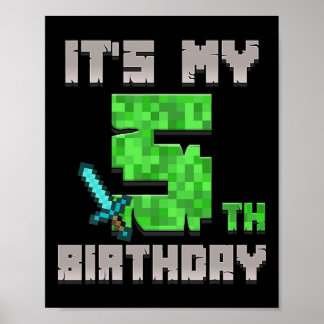 Poster Birthday Boy Shirt C'est mon 5e anniversaire Gamer