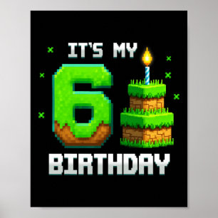 Poster Birthday Boy Shirt C'est My 6th Birthday Funny Gam