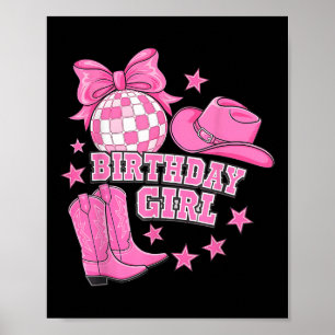Poster Birthday Cowgirl Western Disco Birthday Girl Party