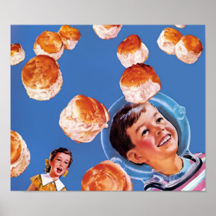 Poster Biscuits de garçon de l'astronaute rétro