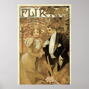 Poster Biscuits Flirt Art Nouveau Vintage, Alphonse Mucha