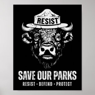Poster Bison Bear Sauvez Notre Parc Anti Trump Men Camp
