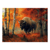 Bison dans l'artisanat boisé d'automne