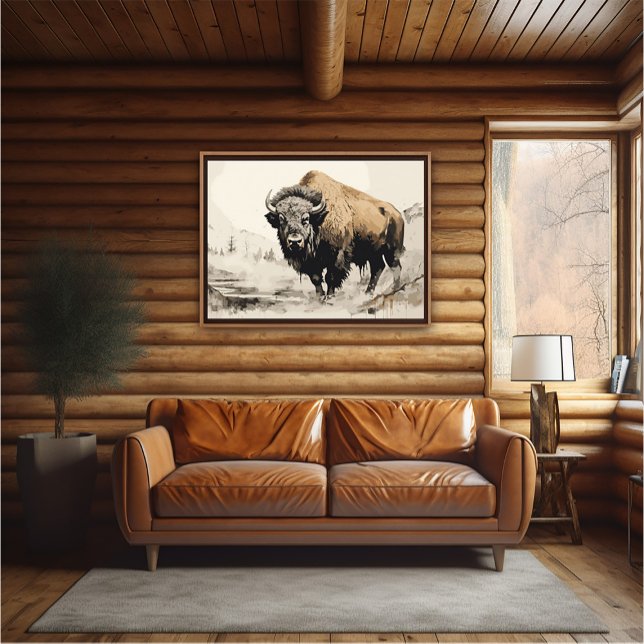 Poster Bison dans Woods Peinture impressionniste - AI Pos (Créateur téléchargé)
