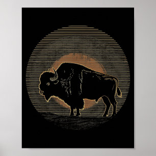 Poster Bison de Buffalo - Graphique Rétro 70s 80s Vintage