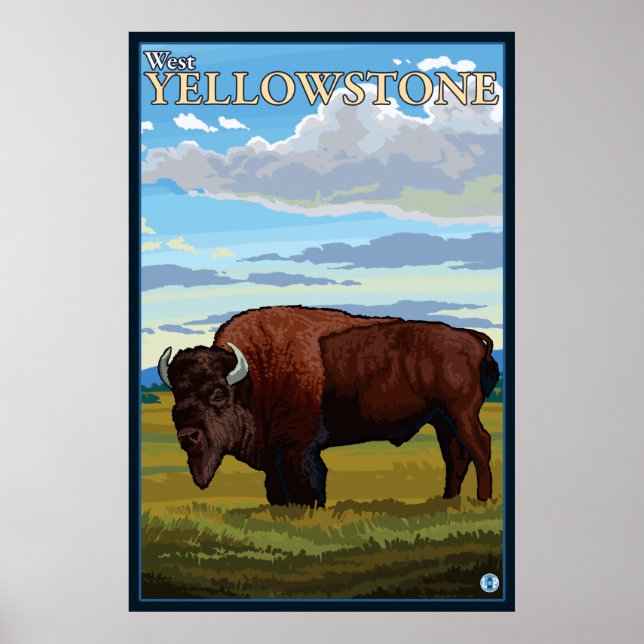 Poster Bison Scene - West Yellowstone, Montana (Devant)