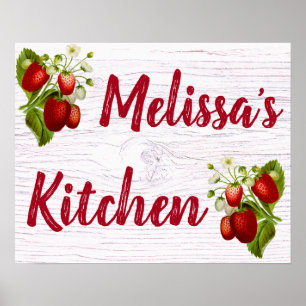 Poster Bistro personnalisé de cuisine fraise