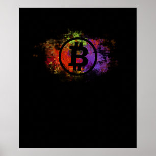 Poster Bitcoin Art Watercolor Crypto Devise Traders
