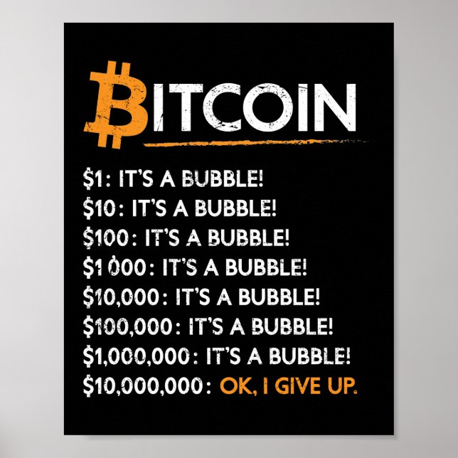 Poster Bitcoin Crypto Bitcoin C'Est Une Bulle (Devant)