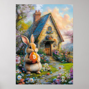 Poster Bitcoin Lapin de Pâques Trou de lapin Crypto BTC