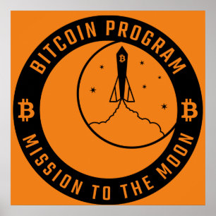 Poster Bitcoin mission à la Lune orange noir