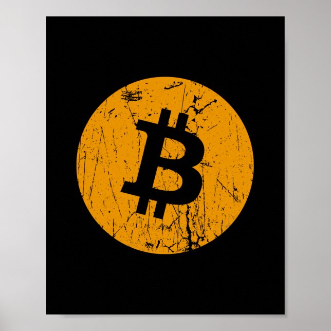 Poster bitcoin monnaie numérique monnaie monnaie pièce bl (Devant)