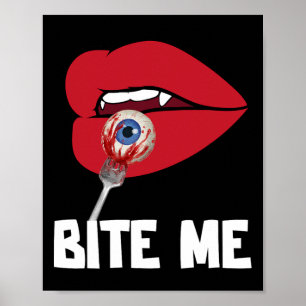 Poster Bite Me Y Vampire Lèvres Halloween Costume de fête