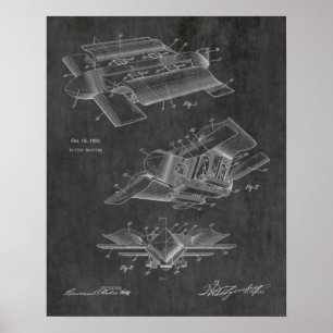 Poster Bizarre 1929 Brevet d'avion Art Dessin Imprimer