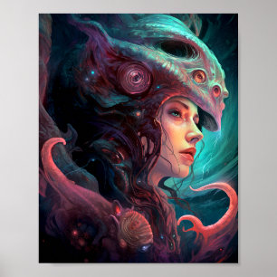 Poster Bizarre surréaliste Alien Art femme