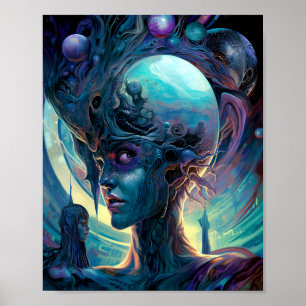 Poster Bizarre surréaliste Alien Art femme