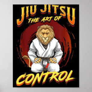 Poster BJJ l'art du contrôle - Grappling Jiu Jitsu Lion