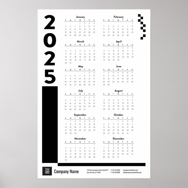 Poster Black 2025 Corporate Wall Calendar (Devant)
