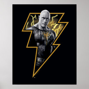 Poster Black Adam Gray and Gold Lightning Graphic