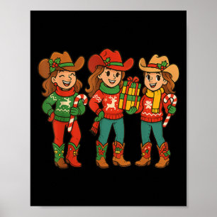 Poster Black African American Cowgirl Western Christmas T