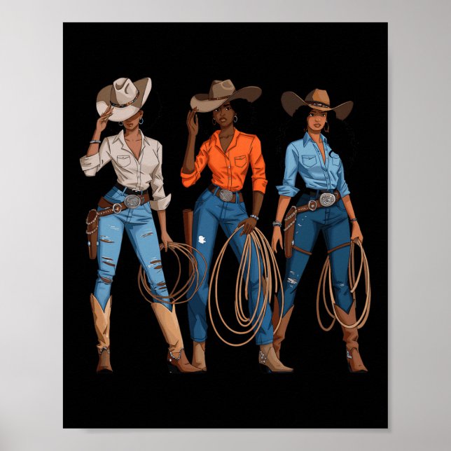 Poster Black African American Cowgirl Western Country Rod (Devant)