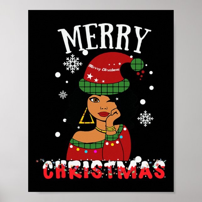 Poster Black African American Joyeux Noël Melanin Wom (Devant)