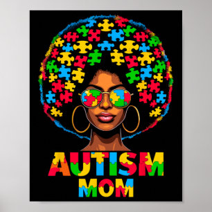 Poster Black Afro Maman Sensibilisation sur l'autisme amé