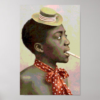 Poster Black America Vintage Garçon Avec Cigar