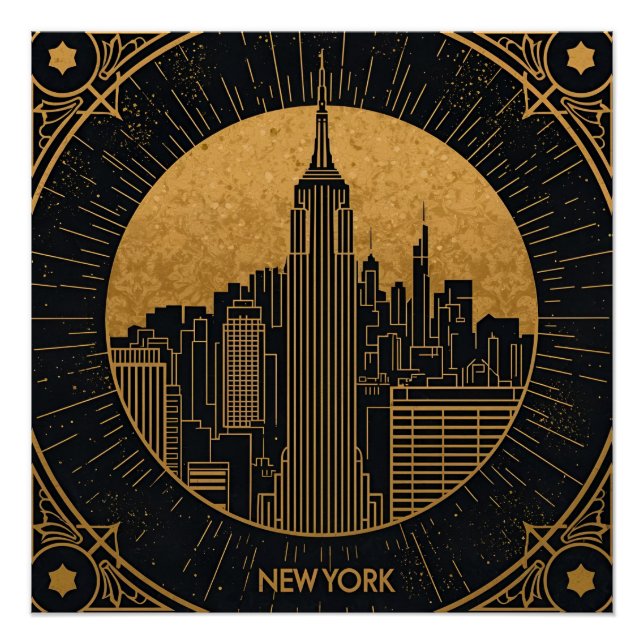 Poster Black and Gold Art Deco Backdrop (Devant)