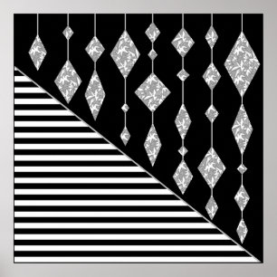 Poster Black and white, abstract, geometric, simple, Scan