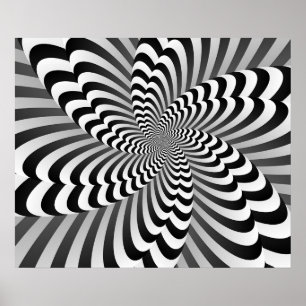 Poster Black and White Abstract Illusion Modern Art